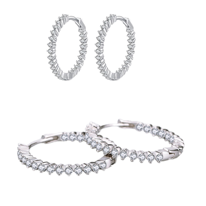 Pendientes de Aro con Zirconia y Baño de Rodio de Alta Calidad, Plata de Ley 925, Joyería de Moda para Mujer - Product Image 1