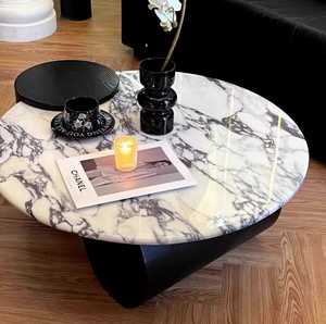 <span class=keywords><strong>Table</strong></span> <span class=keywords><strong>basse</strong></span> ronde en marbre de style Bulgari, rétro français, luxe minimaliste, <span class=keywords><strong>table</strong></span> d'appoint pour salon, meubles pour appartement - Product Image 4