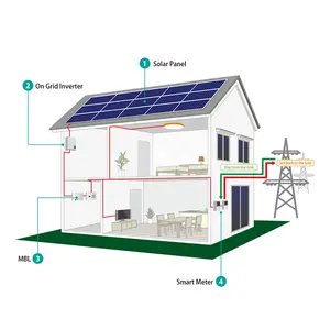 ソーラーパネルシステム家庭用グリッド5kw 10kwattソーラーパネルキットリチウムイオン電池付き