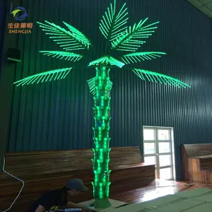 Venda por atacado de decorações de plástico para h: 3m folhas verdes led artificial palmeira venda e luzes de árvore de côco