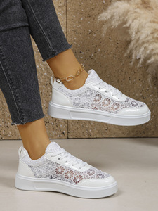 <span class=keywords><strong>Zapatillas</strong></span> Deportivas de <span class=keywords><strong>Mujer</strong></span> Gleibo con Encaje Floral, Transpirables, con Diseño Calado, Casuales, Planas, con Cordones, para Caminar, Moda de Verano, de Fábrica - Product Image 3