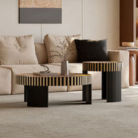 Table Basse Ronde en Bois Écologique de Luxe avec Rangement, Style Moderne et Impression Créative pour Salon – Meuble Tendance et Très Vendu