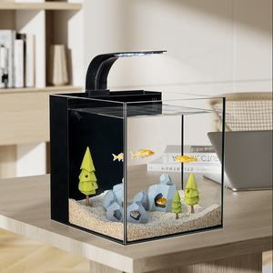 Aquarium écologique en verre ultra-blanc, petit aquarium pour poissons, de 30 à 100 gallons, rectangulaire, avec filtration arrière et lampe en bois, pour usage domestique - Product Image 5