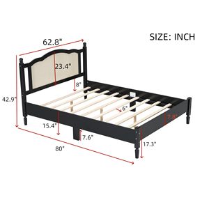 Combohome <span class=keywords><strong>Letto</strong></span> <span class=keywords><strong>Matrimoniale</strong></span> Moderno <span class=keywords><strong>in</strong></span> Rattan con Struttura a Piattaforma, <span class=keywords><strong>Testiera</strong></span> <span class=keywords><strong>in</strong></span> Legno Massello, <span class=keywords><strong>Letto</strong></span> Morbido <span class=keywords><strong>per</strong></span> Camera da <span class=keywords><strong>Letto</strong></span>, Rivestimento <span class=keywords><strong>in</strong></span> <span class=keywords><strong>Tessuto</strong></span> - Product Image 3