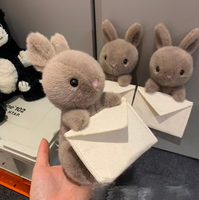 Peluche Lapin Gris Enveloppé, Jouet Lapin Marron pour Enfants, Jouet en Peluche Pas Cher, Échantillon Gratuit d'Usine