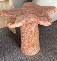 Table d'appoint moderne en marbre rose, forme organique, pour salle à manger, appartement, salon, villa de luxe, hôtel, décoration de la maison