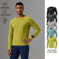 100% Polyester Performance T-Shirt für Herren mit Daumenloch, Reflektierend, Schnelltrocknend, Raglan-Ärmel, Langarm-T-Shirt zum Laufen