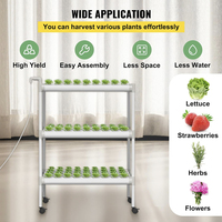 Système hydroponique d'intérieur 108 sites 12 tuyaux PVC-U 3 couches avec pompe à eau, minuteur, pots en filet et éponges pour légumes, herbes et fruits
