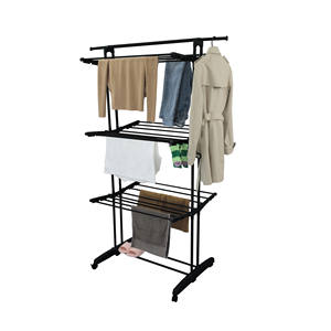 Séchoir à linge pliable à 4 niveaux, séchoir à linge roulant à roulettes, facile à déplacer, pour l'extérieur, vente en gros - Product Image 1