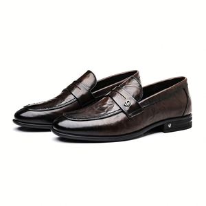 2026 Spring <b>Men's</b> Leather Shoes Formal Business <b>Slip</b> <b>on</b> Loafers High End Casual Wedding Shoes - Product Image 4