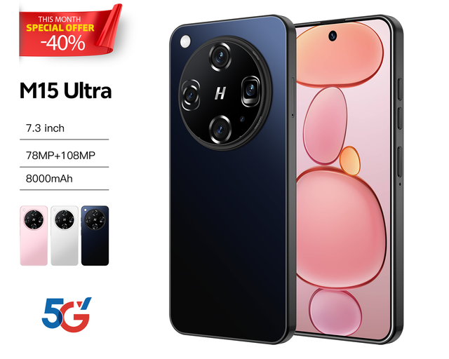 Factory Price M15 Ultra 2025 Full Screen Gaming Phone 8G+256G Dual-SIM Dual-standby Global Language Versions LTE HD Decacore