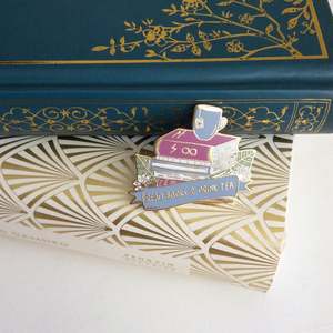 ספרים מעודנים צורה דפוס תבנית אישית דש booklover מתנות קידום ספר חלקה לסיים חלקה גימור אמייל קשיח עם כרטיס - Product Image 6