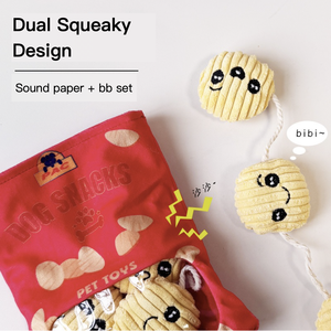 Giocattolo per Cani in Peluche con Nascondiglio per Cibo, Interattivo, da Masticare, con Suoni, Set di Patatine e Ossa di Carta - Product Image 3