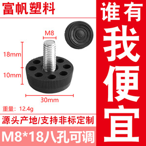 Fufan M8*18 Eight-hole Adjustable Cabinet <b>Riser</b> Pad Black PP Material <b>Furniture</b> Accessory Hand-tightening Screw Mat - Product Image 5