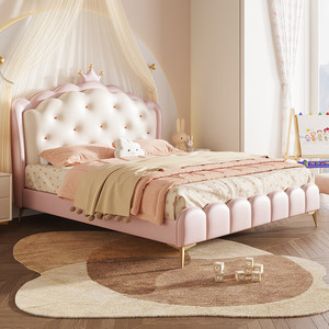 OEM Công Chúa Lưu trữ giường với underbed ngăn kéo vương miện đầu giường tùy chỉnh kích thước màu hồng trắng trẻ em đồ nội thất nhà sản xuất - Product Image 2