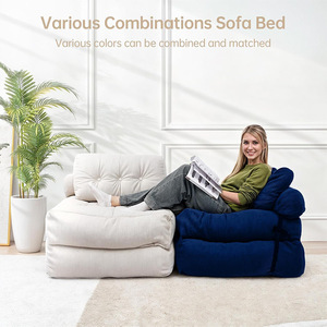 Foldable <b>Sofa</b> Bed With Backrest Support Square Shape Foam Filling Multifunctional Portable Lounge Chair For Adults And Children - Product Image 2