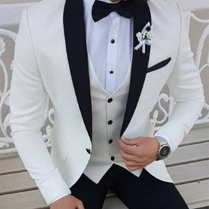 Commercio estero europeo americano nuovo monopetto piatto a tre pezzi bianco con risvolto <span class=keywords><strong>nero</strong></span> banchetto da sposo <span class=keywords><strong>vestito</strong></span> da <span class=keywords><strong>uomo</strong></span> migliore - Product Image 6