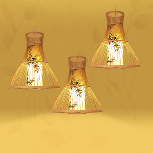 โคมไฟแขวนไม้ไผ่ เส้นผ่านศูนย์กลาง 35 ซม. สูง 40 ซม. พร้อมหลอดไฟ LED ทรงกลมหัวเดียว สำหรับร้านอาหาร ร้านน้ำชา สถานที่พักผ่อน - Product Image 5