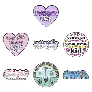 Spilla smaltata a forma di cuore con canzoni pop, con la scritta 'May You Always Have Blue Skies', spilla da bavero, gioiello regalo per fan e amici - Product Image 1