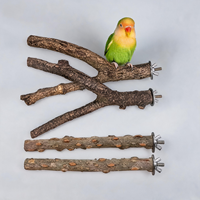 Ensemble de 4 jouets pour perroquets, jouets pour oiseaux de compagnie, accessoires pour cage à oiseaux, branches d'arbre, perchoirs en bois d'ash chinois
