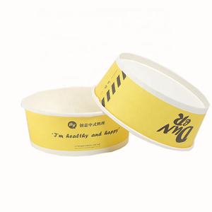 Desechable al por mayor impresión personalizada redondo arroz agua sopa comida rápida para llevar ensalada helado contenedores cuenco de papel con tapa - Product Image 1
