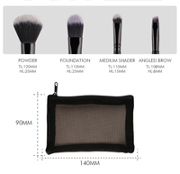 Ensemble de pinceaux de maquillage en poils synthétiques entièrement écologiques rose 4 pièces Ensemble de voyage avec eye-liner et mascara Échantillon gratuit