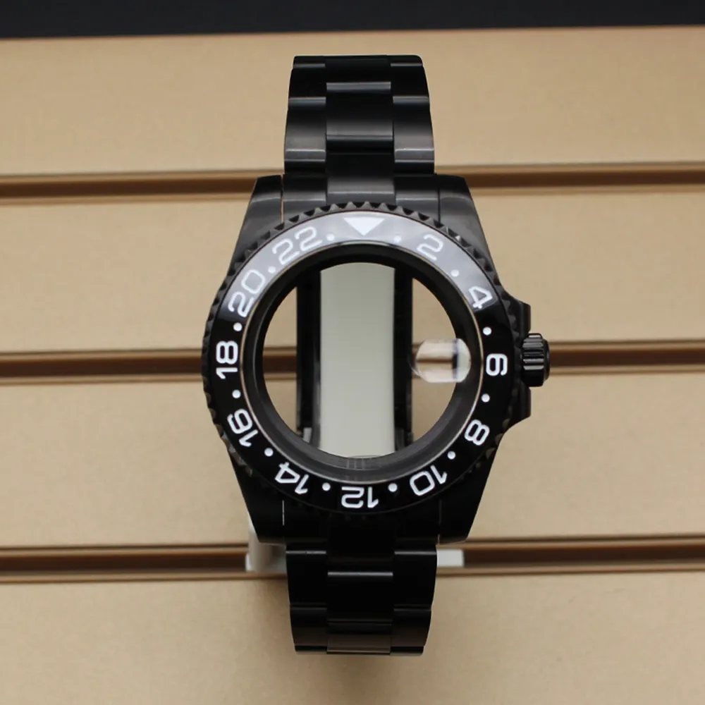 Waterproof NH35 movement black color Watch Case 904L seiko mods sapphire Crystal SUB Style 40mm