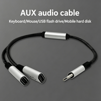 Cable Divisor en Y USB C Macho a Doble USB C Hembra, 0.3m 1m 2m, Cable Trenzado de Audio OTG para Laptop, Teléfono, Auto, Adaptador USB C