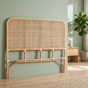 Wholesaler Modern Rattan Handmade Customizable Bed with Simple <b>Headboard</b> for Home & Hotel Use Factory Direct - Product Image 1