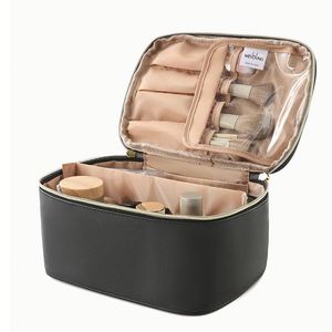 Bolsa Organizadora de Maquillaje de Moda para Mujer, Bolsa de Cosméticos de Cuero PU Duradera con Asa para Viaje, Estuche de Almacenamiento de Cosméticos - Product Image 3