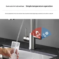 Robinet de cuisine commercial en nickel brossé avec douchette extractible, double bec, filtre à eau pure 3-en-1, logo laser OEM
