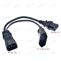 Câble d'alimentation court avec adaptateur femelle 2 broches IEC 320 C14 vers C13 et CEE 7/16 (norme européenne) pour onduleur et bloc d'alimentation (PDU) – Câble d'alimentation pour onduleur/PDU européen