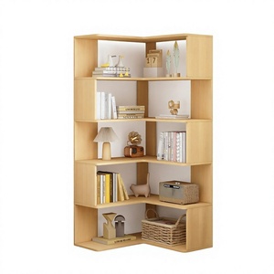 Estantería esquinera en forma de L de 6 niveles, 66 pulgadas de alto, color roble |   Soporte de Pared de Fácil Montaje - Ahorro de Espacio para Oficina en Casa o Sala de Estar de Estilo Moderno - Product Image 4