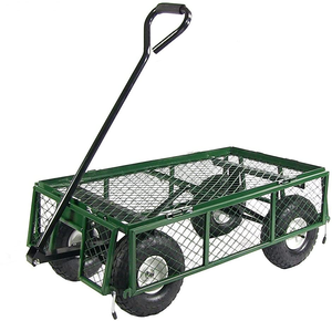 Wagon de pelouse extérieur avec côtés amovibles, chariot de jardin utilitaire en acier avec doublure, capacité robuste de 400 livres, vert - Product Image 6