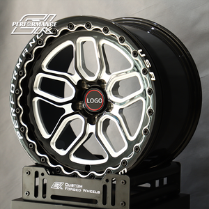 Ruedas de coche de carreras forjadas con beadlock, negro brillante, fresadas, 15x8 15x9 15x10 5x115 5x14.3 5x114.3 para clásicos y muscle cars - Product Image 1