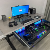 Nouvelle table de bureau PC avec tiroir coulissant, ventilateur de refroidissement RGB ATX DIY, boîtier et bureau de jeu informatique deux-en-un