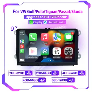 Autoradio Android pour <span class=keywords><strong>Volkswagen</strong></span> Seat Golf Passat Jetta Beetle Tiguan Touran 9'' Double Din Écran tactile CarPlay <span class=keywords><strong>GPS</strong></span> - Product Image 2
