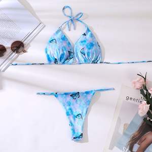 <span class=keywords><strong>Mini</strong></span> Bikini à lacets avec Logo personnalisé, vêtements de plage, imprimé Floral, <span class=keywords><strong>String</strong></span>, <span class=keywords><strong>fendu</strong></span>, Micro, Sexy, vente en gros, - Product Image 3