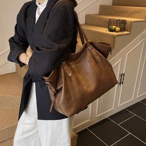 Multi <b>Pocket</b> PU Leather <b>Tote</b> <b>Bag</b> Women Large Capacity Vintage Shoulder Handbag for Work Travel - Product Image 3