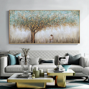 Arte Murale Boho Originale Fatta a Mano con Texture di Baniano, Decorazione Moderna per Soggiorno, Dipinto a Olio Astratto dell'<span class=keywords><strong>Albero</strong></span> <span class=keywords><strong>della</strong></span> <span class=keywords><strong>Vita</strong></span> su Tela - Product Image 1