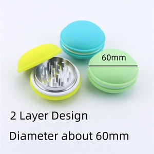 Wholesale Aluminum Alloy Herb Grinder Custom Candy-color 2 Layer <b>macaron</b> grinders Metal Tobacco Grinder Crusher Accessories - Product Image 2