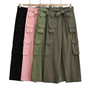 Pantalon de jogging à jambes larges <span class=keywords><strong>kaki</strong></span> solide, <span class=keywords><strong>taille</strong></span> <span class=keywords><strong>basse</strong></span>, Baggy <span class=keywords><strong>Cargo</strong></span> pour femmes, pantalon <span class=keywords><strong>Cargo</strong></span> décontracté pour dames - Product Image 4