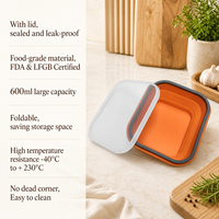 Boîte à lunch bento en silicone pour la préparation des repas, récipient de stockage alimentaire micro-ondable, pot à collation avec couvercle anti-débordement, vente en gros