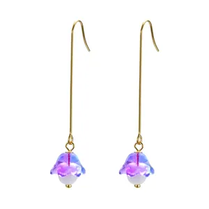 Fashion two color glazed bell orchid earrings resin material gentle women long fringe ear clip wholesale