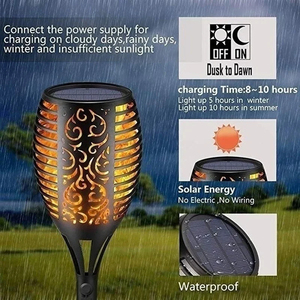 Torche solaire à <span class=keywords><strong>12</strong></span> LED IP65, lumière vacillante, étanche, 5m, décoration <span class=keywords><strong>de</strong></span> jardin, pelouse, <span class=keywords><strong>chemin</strong></span>, cour, patio, sol, 1 à <span class=keywords><strong>12</strong></span> pièces - Product Image 2
