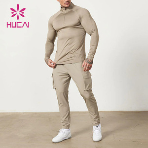 Camiseta Deportiva Personalizada HUCAI, Cuello Alto, Ligera, Ajustada, con Cierre de Cremallera de 1/4, Camiseta de Compresión para Hombre, Manga Larga para Gimnasio - Product Image 5