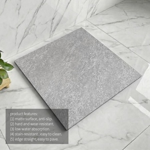 Piastrella in Porcellana Grigia Opaca Moderna, 600x600 Effetto Granito per Cucina e Soggiorno Minimalisti - Product Image 2