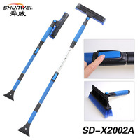 Brosse à neige télescopique et détachable Shunwei SD-X2002A de 49,6 pouces pour lavage de voiture, tête pivotante à 360°, grattoir long pour dégivrage, mousse