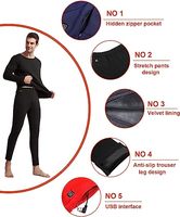 Hauts chauffants électriques pour hommes Sous-vêtements doublés en polaire à manches longues pour temps froid Ensemble de vestes d'hiver thermiques pour femmes