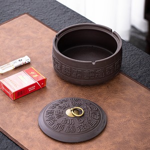 <span class=keywords><strong>Ceniceros</strong></span> de <span class=keywords><strong>arcilla</strong></span> púrpura con relieve estilo chino MSH con tapa anticasco de ceniza para hotel/oficina - Product Image 3